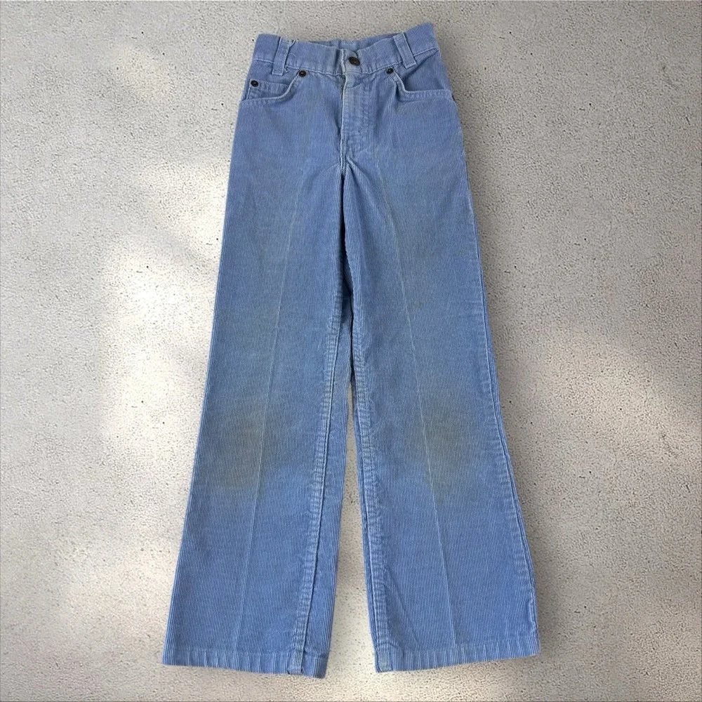 Vintage 70s/80s Little‎ Levi's Baby Blue Corduroy Pants Slim Kids 8 (19x22.5)